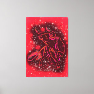 Magic Red Bull Running Canvas Print - Schilderen