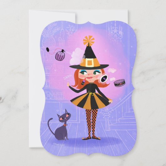 Magic Red Hair Witch Lavender & Pink DIY Blank Kaart (Voorkant)