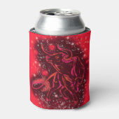 Magic Red Neon Bull onderweg - verbluffende Sterre Blikjeskoeler (Blikje Voorkant)