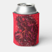 Magic Red Neon Bull onderweg - verbluffende Sterre Blikjeskoeler (Blikje Achterkant)