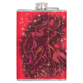 Magic Red Neon Bull onderweg - verbluffende Sterre Heupfles (Achterkant)