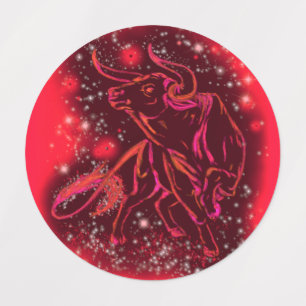 Magic Red Neon Bull onderweg - verbluffende Sterre Labels