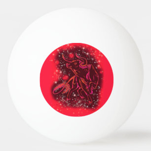 Magic Red Neon Bull onderweg - verbluffende Sterre Pingpongbal