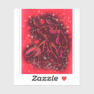 Magic Red Neon Bull onderweg - verbluffende Sterre Sticker