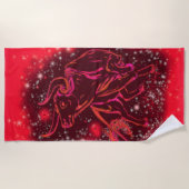 Magic Red Neon Bull onderweg - verbluffende Sterre Strandlaken (Voorkant)