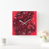 Magic Red Neon Bull onderweg - verbluffende Sterre Vierkante Klok (Huis)