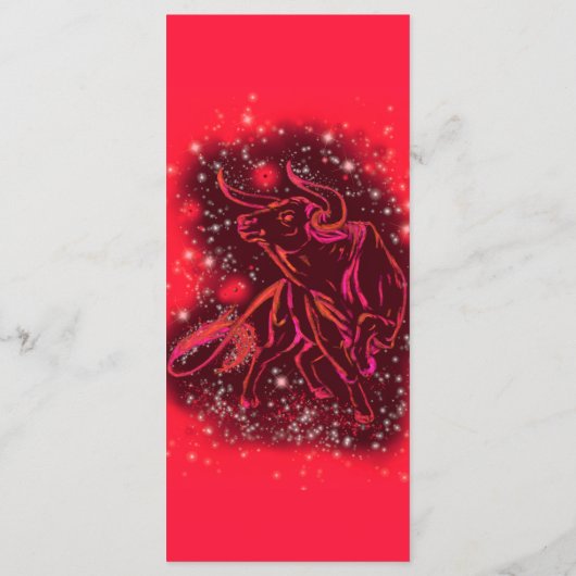 Magic Red Neon Bull op Sterrennacht Menu (Achterkant)