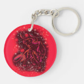 Magic Red Neon Bull op Sterrennacht Sleutelhanger (Achterkant)