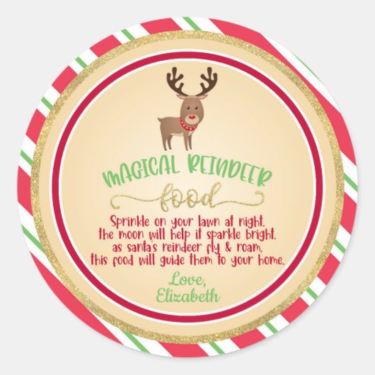 Magic Reindeer Food Sticker - Round (Voorkant)