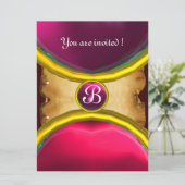 MAGIC RINGS, MONOGRAM parchment gem roze Kaart (Staand voorkant)