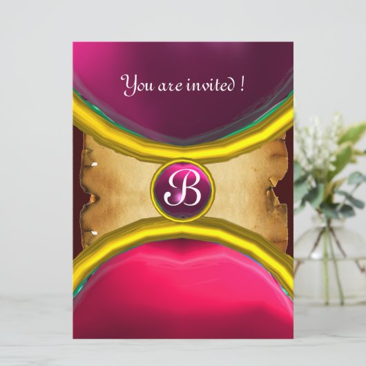 MAGIC RINGS, MONOGRAM parchment gem roze Kaart (Staand voorkant)