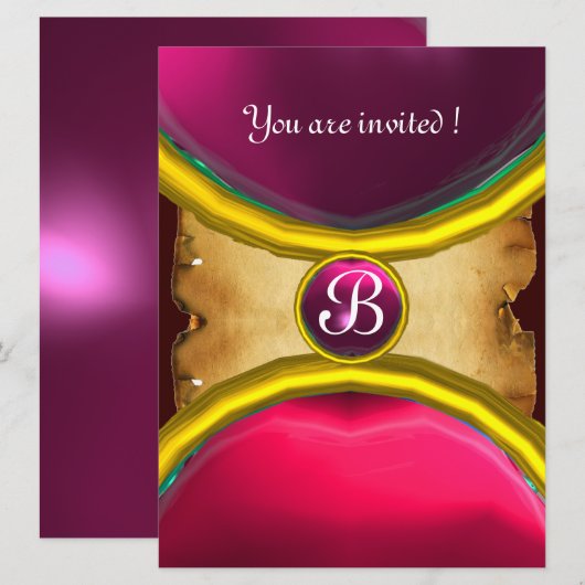 MAGIC RINGS, MONOGRAM parchment gem roze Kaart (Voorkant / Achterkant)