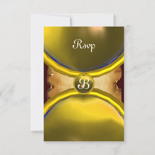 MAGIC RINGS, MONOGRAM parchment rsvp geel Kaart (Voorkant)