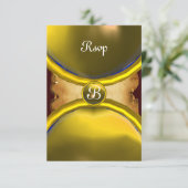 MAGIC RINGS, MONOGRAM parchment rsvp geel Kaart (Staand voorkant)