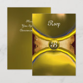 MAGIC RINGS, MONOGRAM parchment rsvp geel Kaart (Voorkant / Achterkant)
