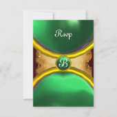 MAGIC RINGS, MONOGRAM parchment rsvp gem green Kaart (Voorkant)