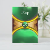 MAGIC RINGS, MONOGRAM parchment rsvp gem green Kaart (Staand voorkant)
