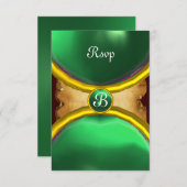 MAGIC RINGS, MONOGRAM parchment rsvp gem green Kaart (Voorkant / Achterkant)