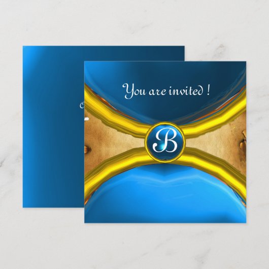 MAGIC RINGS, MONOGRAM-perkamentblauw Kaart (Voorkant / Achterkant)