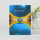 MAGIC RINGS, MONOGRAM-perkamentblauw Kaart (Staand voorkant)