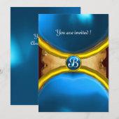 MAGIC RINGS, MONOGRAM-perkamentblauw Kaart (Voorkant / Achterkant)