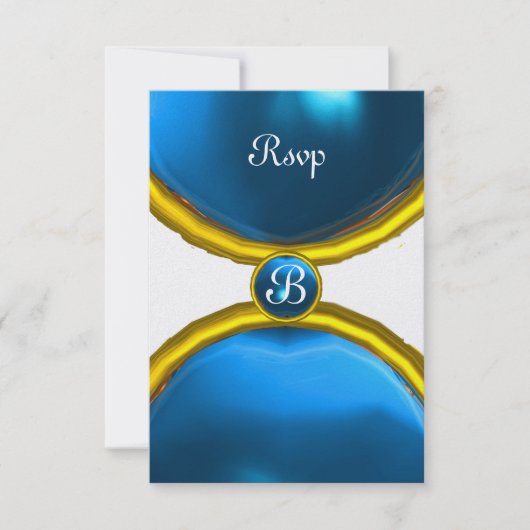 MAGIC RINGS, MONOGRAM rsvp gem blauw ijs Kaart (Voorkant)