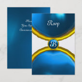 MAGIC RINGS, MONOGRAM rsvp gem blauw ijs Kaart (Voorkant / Achterkant)