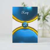 MAGIC RINGS, MONOGRAM rsvp gem blauw ijs Kaart (Staand voorkant)