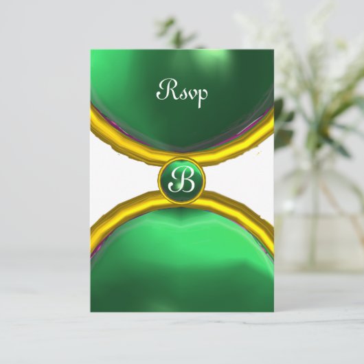 MAGIC RINGS, MONOGRAM rsvp gem groen Kaart (Staand voorkant)