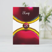 MAGIC RINGS, MONOGRAM rsvp gem red burgundy Kaart (Staand voorkant)