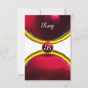 MAGIC RINGS, MONOGRAM rsvp gem red burgundy Kaart