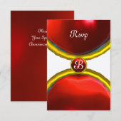 MAGIC RINGS, MONOGRAM rsvp gem red champagne Kaart (Voorkant / Achterkant)