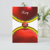 MAGIC RINGS, MONOGRAM rsvp gem red champagne Kaart (Staand voorkant)