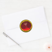 MAGIC RUBY, helder levendig rood geel Ronde Sticker (Envelop)