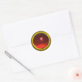 MAGIC RUBY, helder levendig rood geel Ronde Sticker (Envelop)