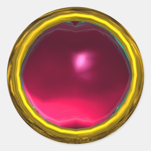 MAGIC RUBY, helder levendig roze rood geel Ronde Sticker (Voorkant)