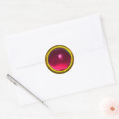 MAGIC RUBY, helder levendig roze rood geel Ronde Sticker (Envelop)