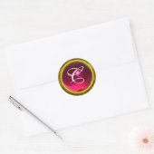 MAGIC RUBY MONOGRAM helder levendig geel roze rood Ronde Sticker (Envelop)