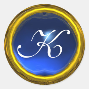 MAGIC SAPPHIRE MONOGRAM helder, geel blauw Ronde Sticker