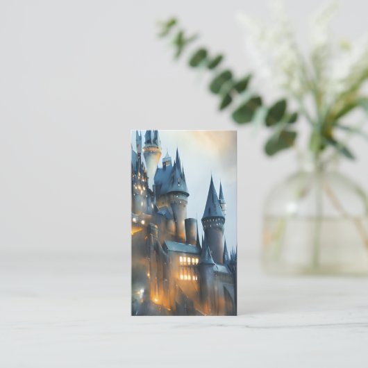 Magic School Castle Waterverf Visitekaartje (Staand voorkant)