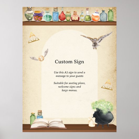 Magic School Wizard Party Aangepaste Welkomstbord Poster (Voorkant)