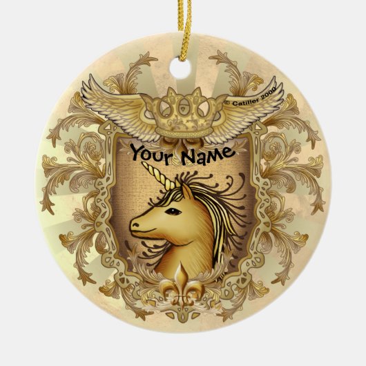 Magic Shield Unicorn Keramisch Ornament (Voorkant)