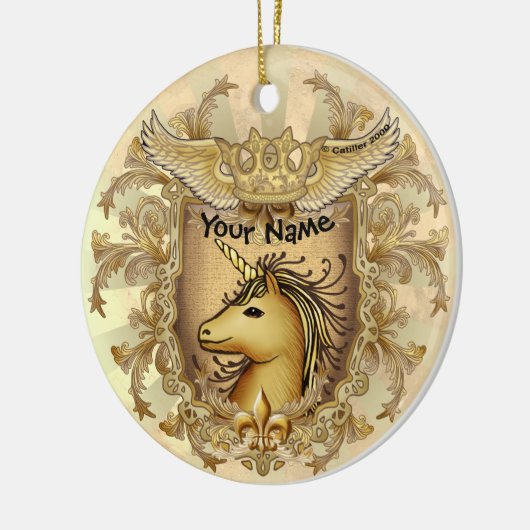 Magic Shield Unicorn Keramisch Ornament (Links)