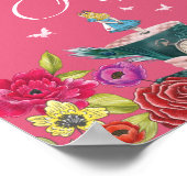 Magic Show Alice in Wonderland Levendige bloemen Poster (Hoek)