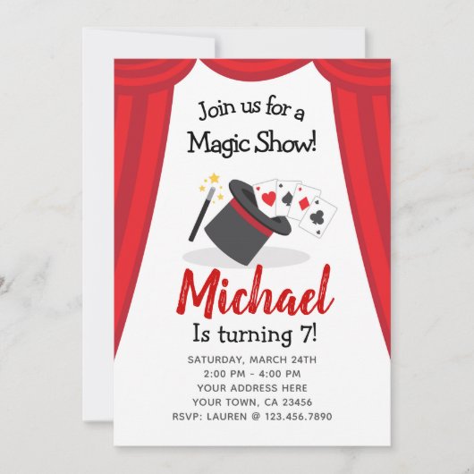 Magic Show Birthday Invitation Kaart (Voorkant)