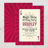 Magic Show Birthday Invitation Starburst Kaart (Voorkant / Achterkant)