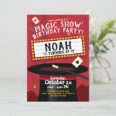 Magic Show Birthday Party Invitation Marquee & Pet Kaart (Staand voorkant)