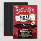 Magic Show Birthday Party Invitation Marquee & Pet Kaart (Voorkant / Achterkant)