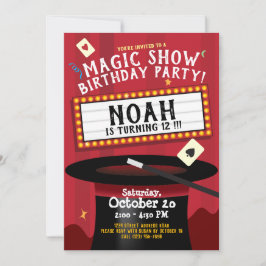 Magic Show Birthday Party Invitation Marquee & Pet Kaart