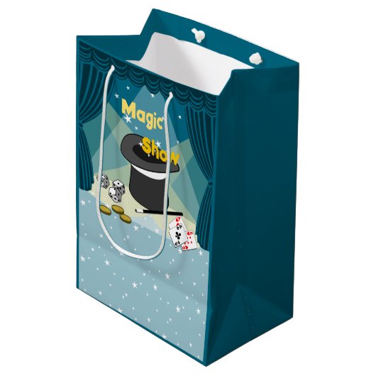 Magic Show blauw Dank u Medium Cadeauzakje (Voorkant Gekanteld)